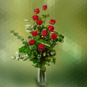 12 rose rosse a gambo lungo